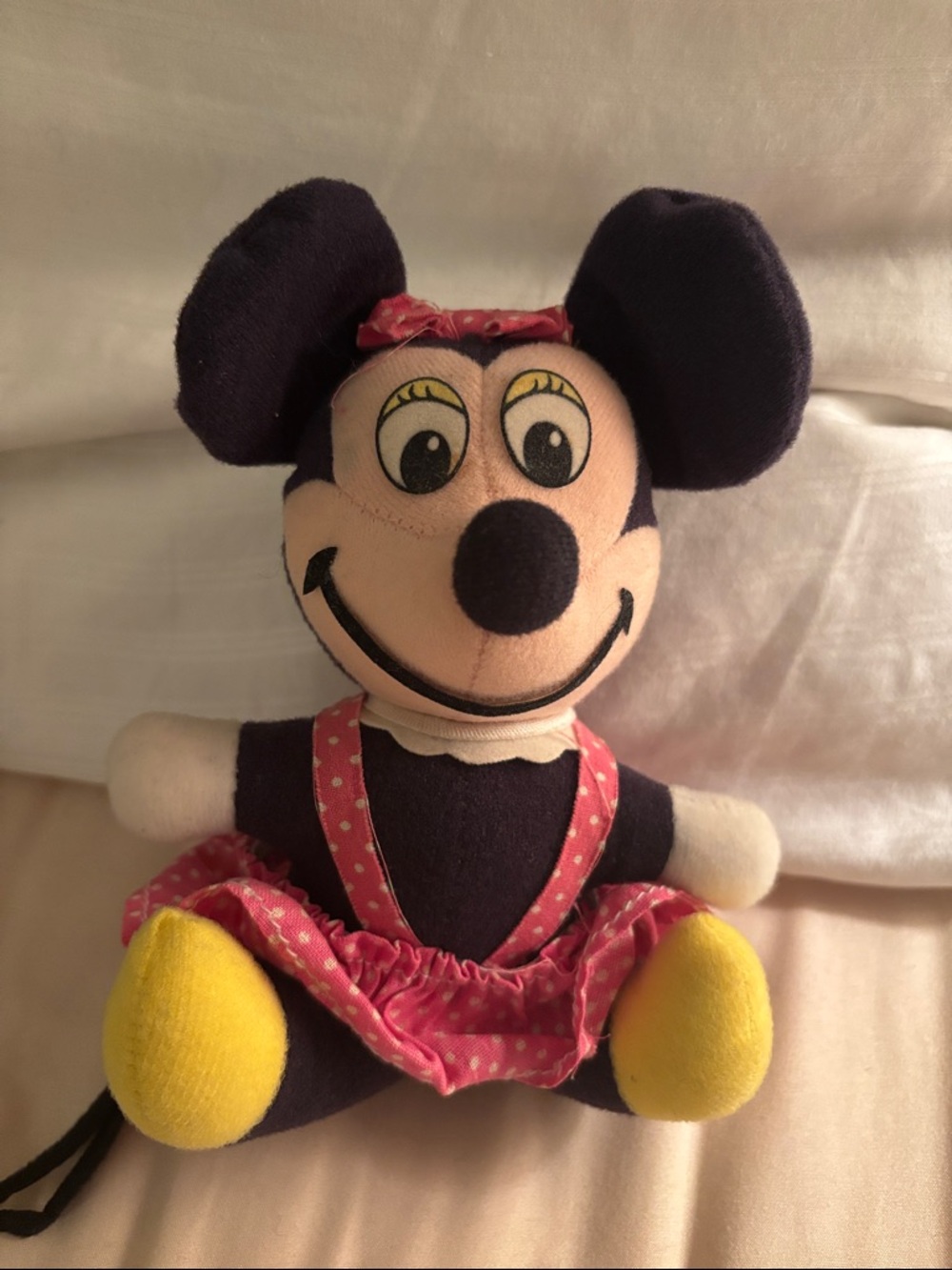1970s Minnie Mouse Plush - Pink Dress, Yellow Shoes